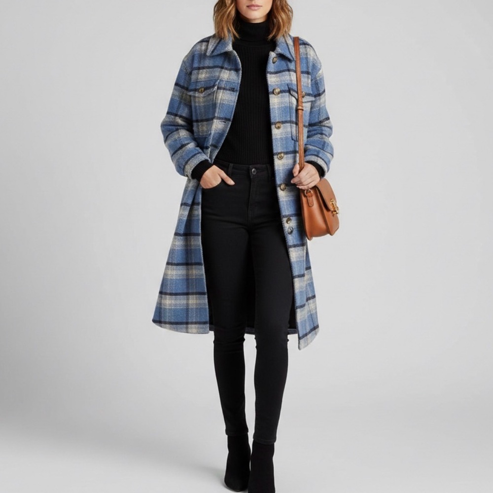 American Eagle Blue Plaid Women's Jacket - Picture 10 of 11